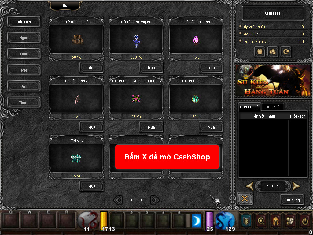 Chức năng chính của Game MU Bảo Châu